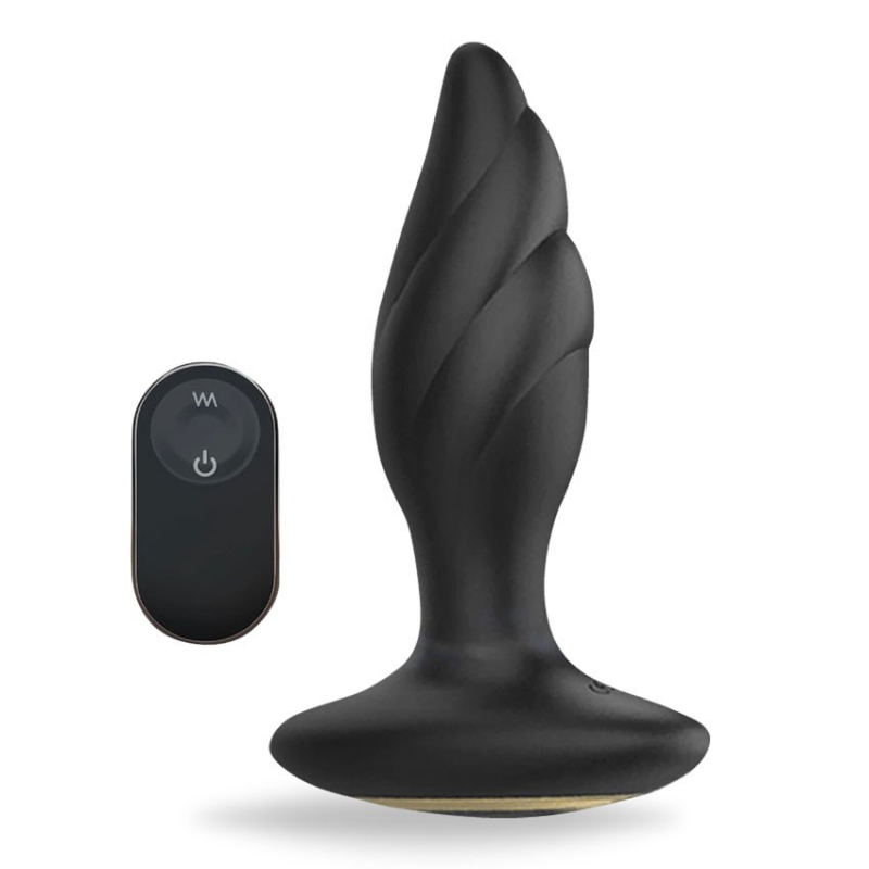 Пробка с вибрацией и ротацией "S-Hande Whirlwind-RCT" на дистанционном управлении, черная 